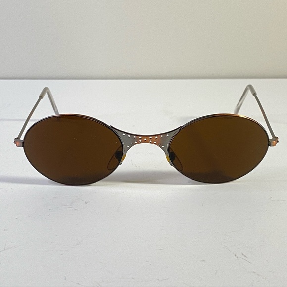 Vintage Brown Oval Sunglasses with Silver Accents - Picture 1 of 7